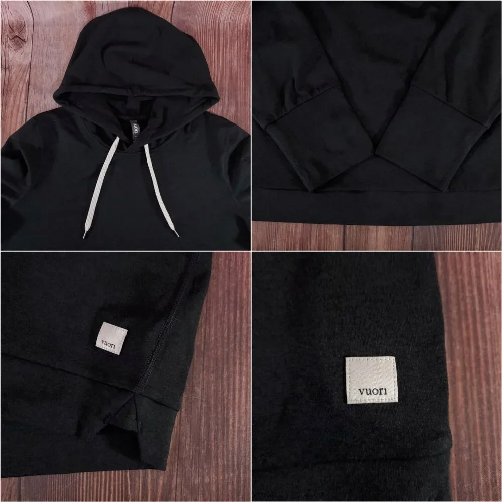 Vuori Black Hoodie with White Drawstrings - Picture 7 of 12